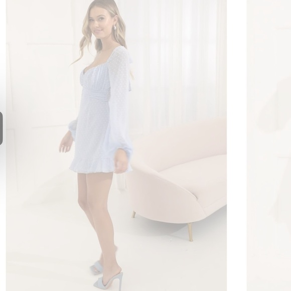 Lucy in the Sky Dotted Chiffon Long Sleeve Tie Back Mini Dress - Size S - Picture 4 of 6